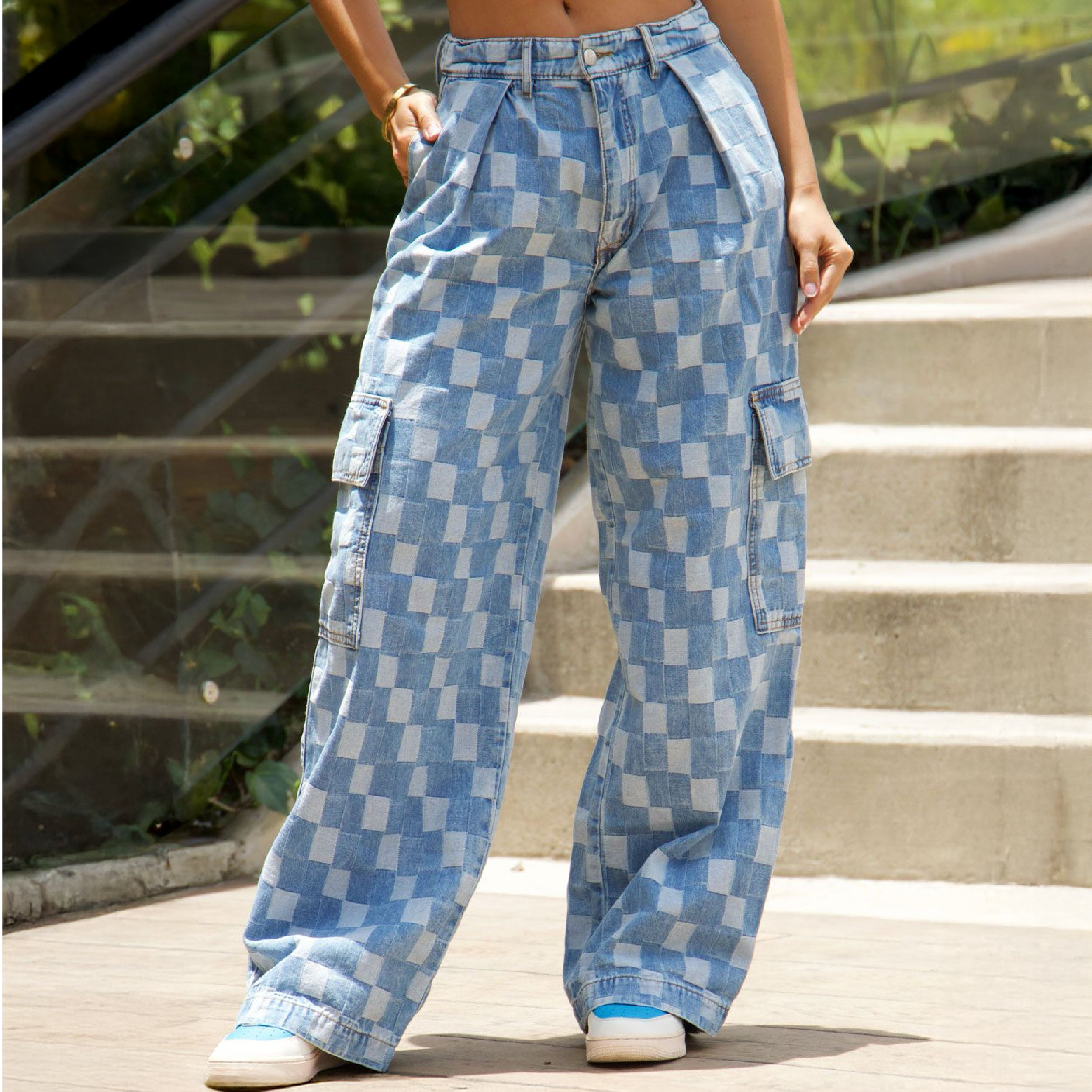 Pant cargo cuadros