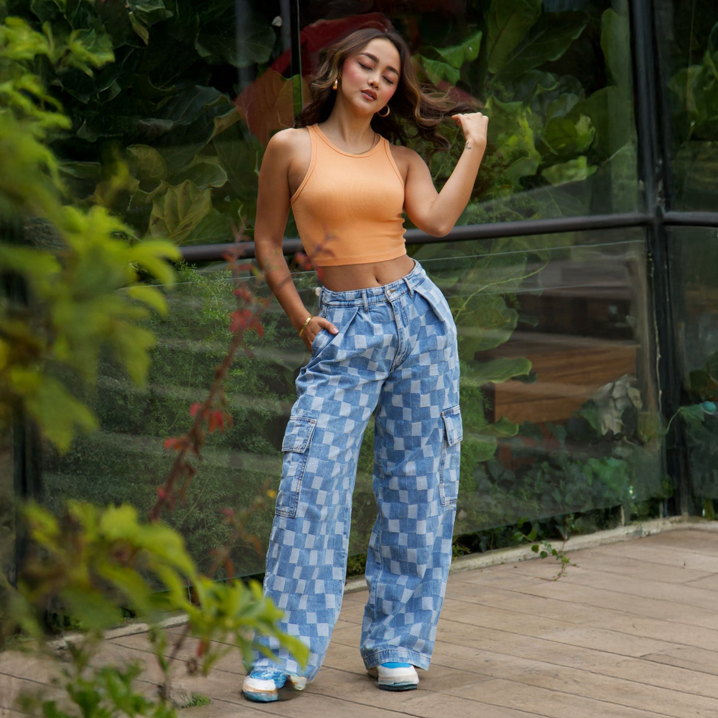 Pant cargo cuadros